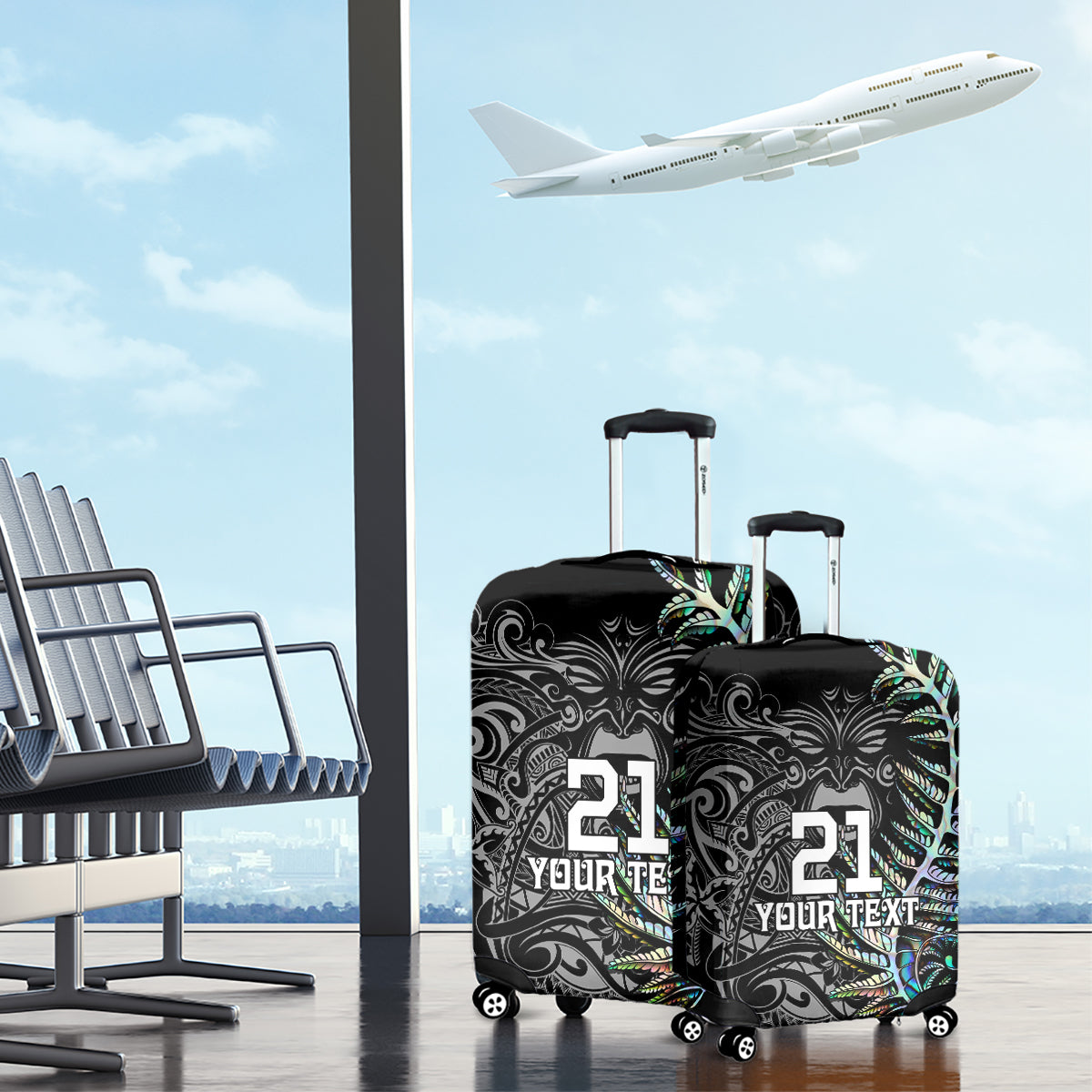 Custom New Zealand Rugby Luggage Cover NZ Black Fern Champions History With Papua Shell - Vibe Hoodie Shop