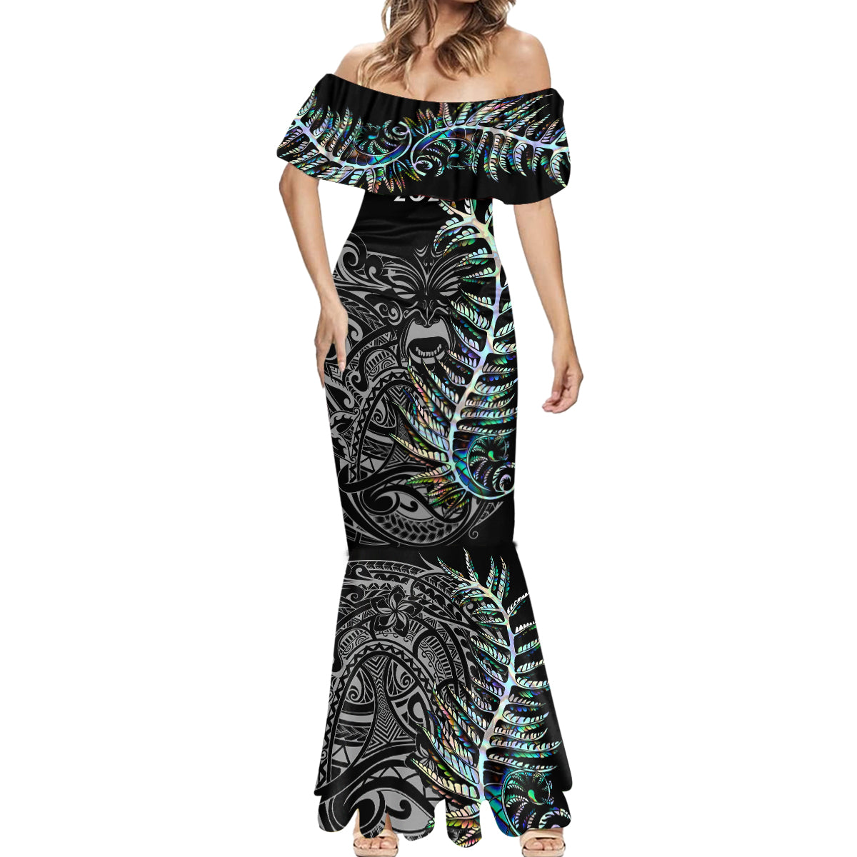 custom-new-zealand-rugby-mermaid-dress-nz-black-fern-champions-history-with-papua-shell