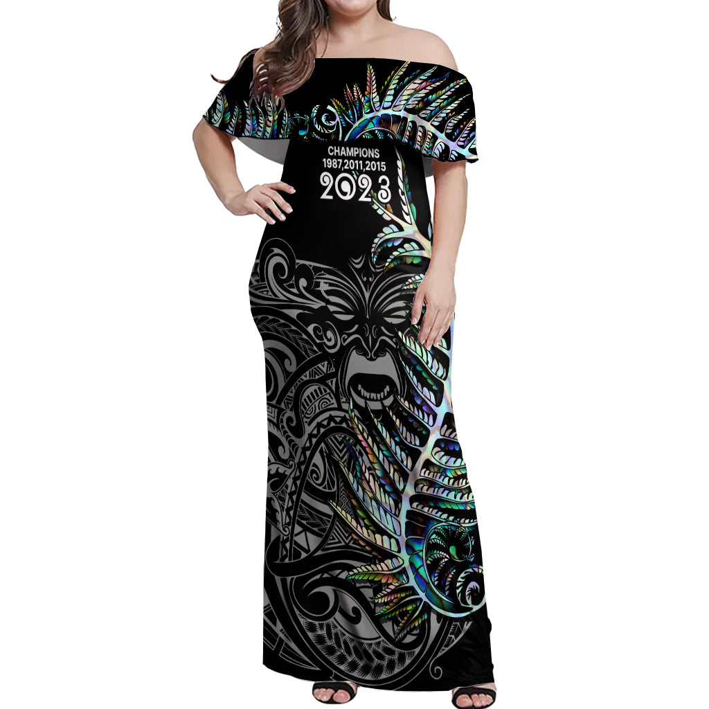 custom-new-zealand-rugby-off-shoulder-maxi-dress-nz-black-fern-champions-history-with-papua-shell