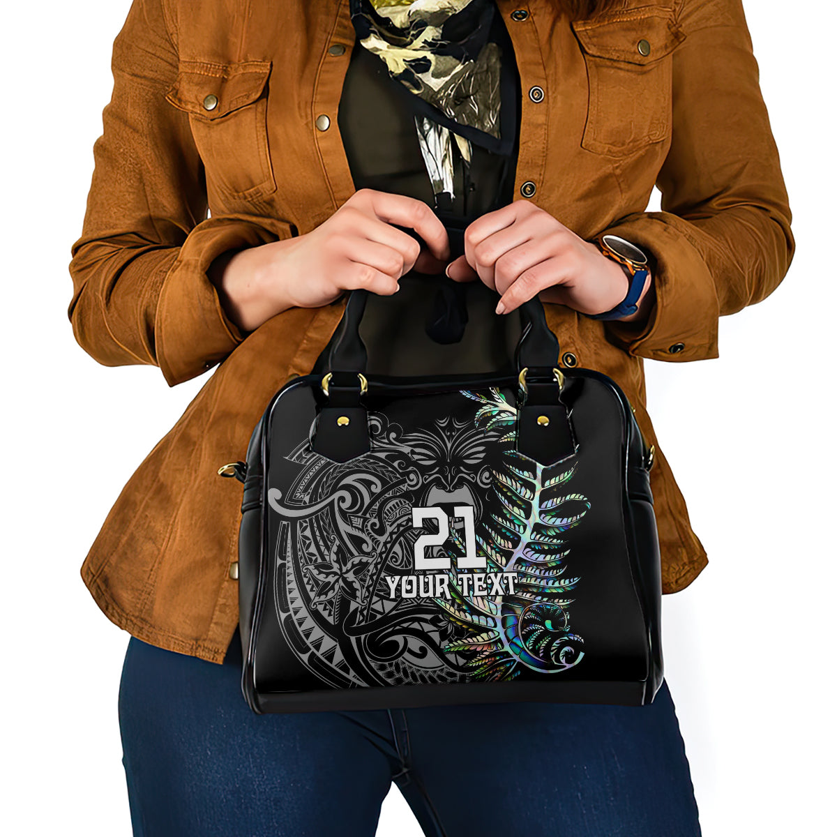 Custom New Zealand Rugby Shoulder Handbag NZ Black Fern Champions History With Papua Shell - Vibe Hoodie Shop