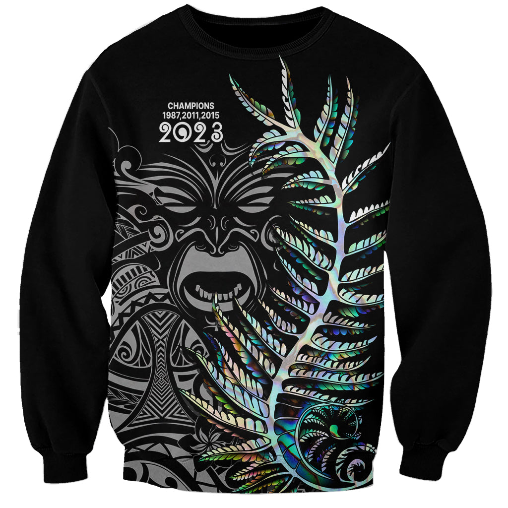 Custom New Zealand Rugby Sweatshirt NZ Black Fern Champions History With Papua Shell - Vibe Hoodie Shop