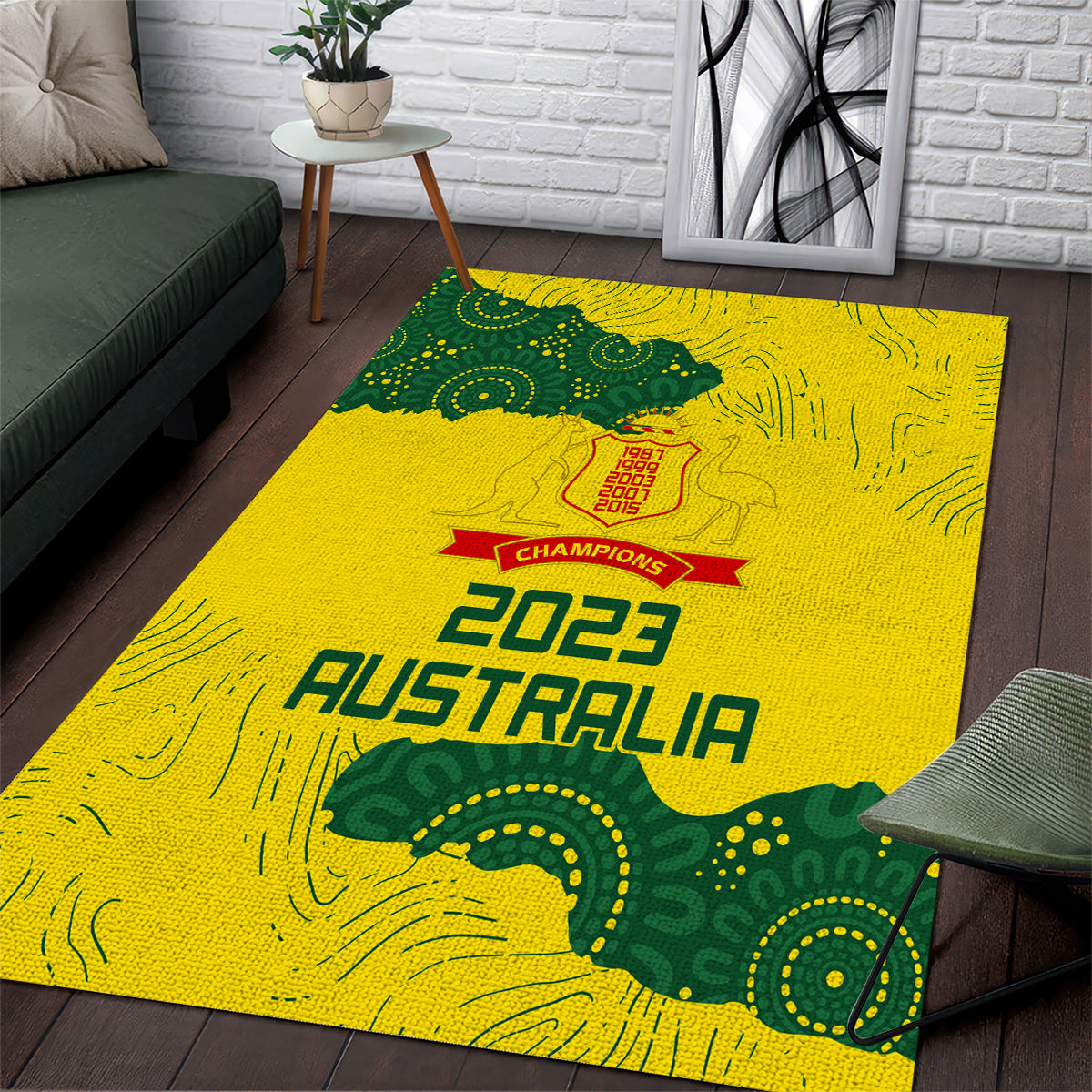 Australia Cricket Area Rug History Commemorative World Cup Winners - Vibe Hoodie Shop