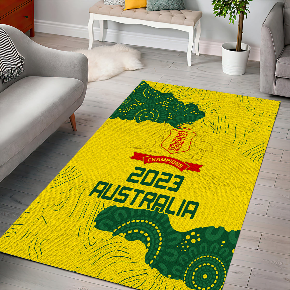 Australia Cricket Area Rug History Commemorative World Cup Winners - Vibe Hoodie Shop