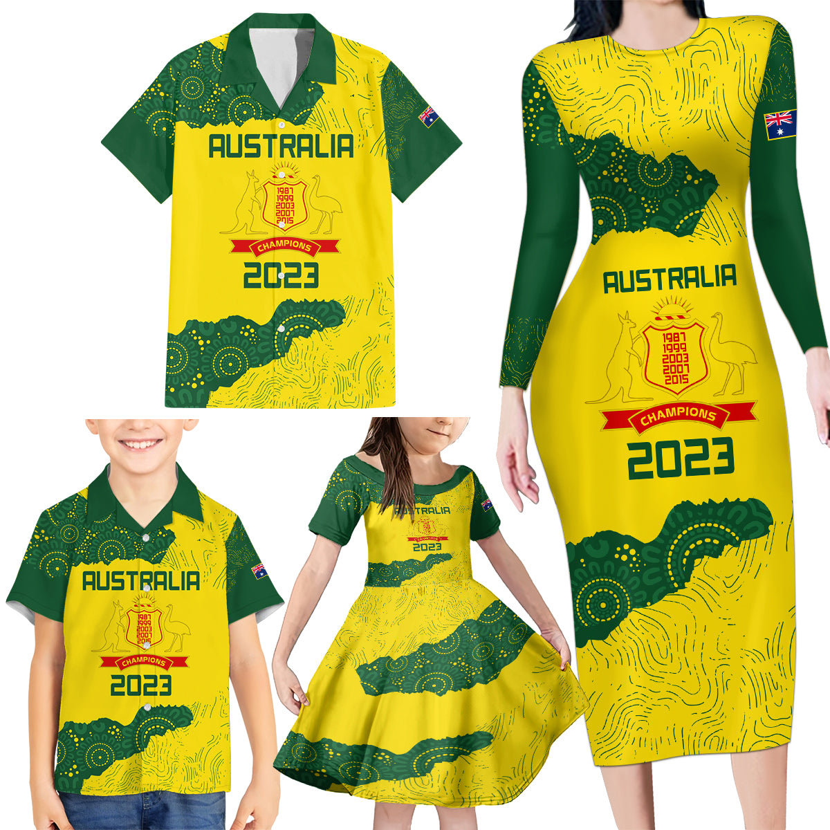 australia-cricket-family-matching-long-sleeve-bodycon-dress-and-hawaiian-shirt-history-commemorative-world-cup-winners