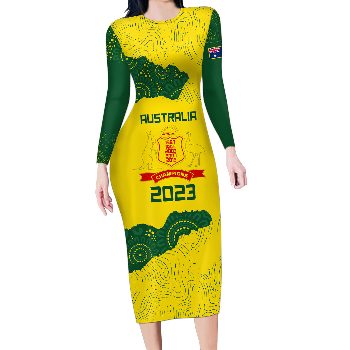 australia-cricket-family-matching-long-sleeve-bodycon-dress-and-hawaiian-shirt-history-commemorative-world-cup-winners