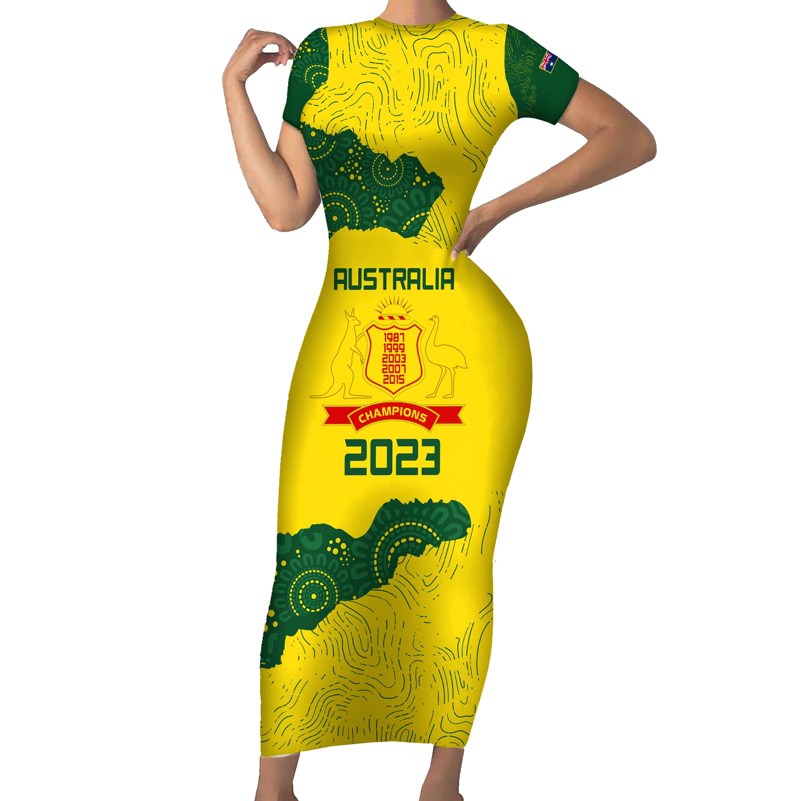 australia-cricket-family-matching-short-sleeve-bodycon-dress-and-hawaiian-shirt-history-commemorative-world-cup-winners