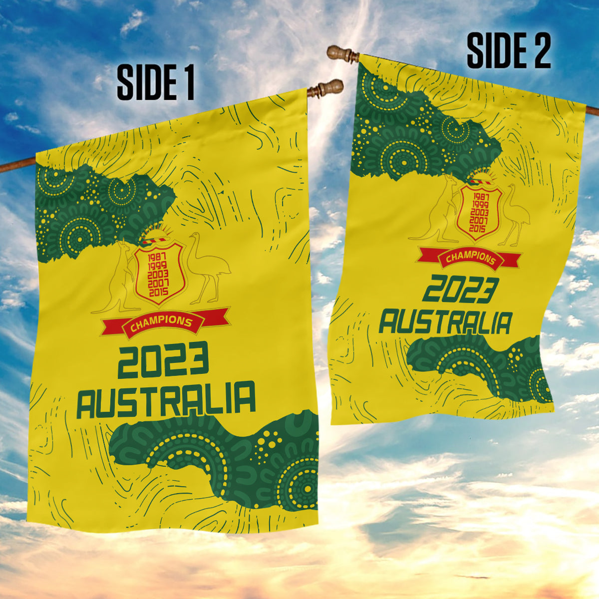 Australia Cricket Garden Flag History Commemorative World Cup Winners - Vibe Hoodie Shop