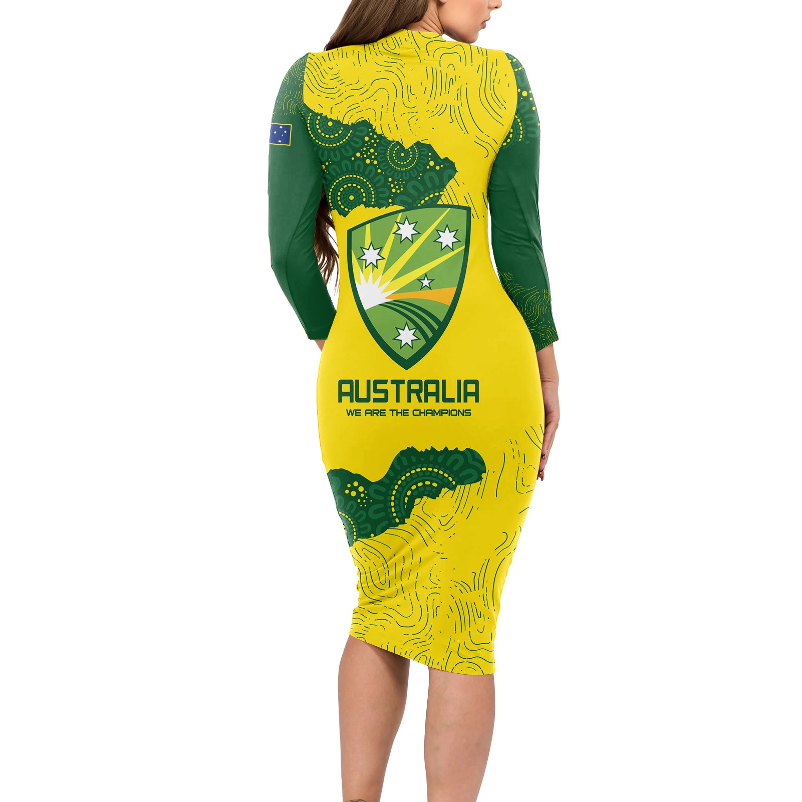 australia-cricket-long-sleeve-bodycon-dress-history-commemorative-world-cup-winners