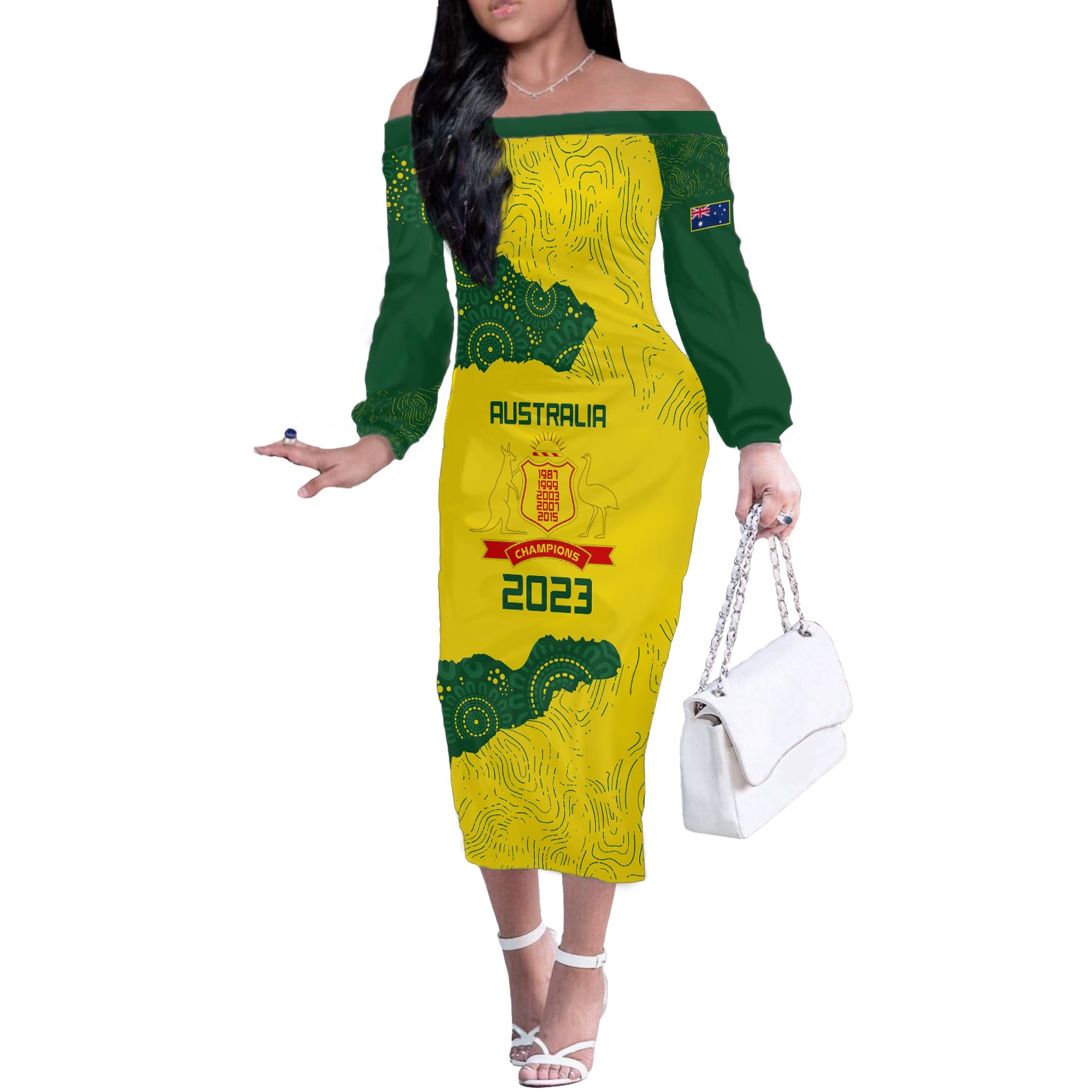 australia-cricket-off-the-shoulder-long-sleeve-dress-history-commemorative-world-cup-winners