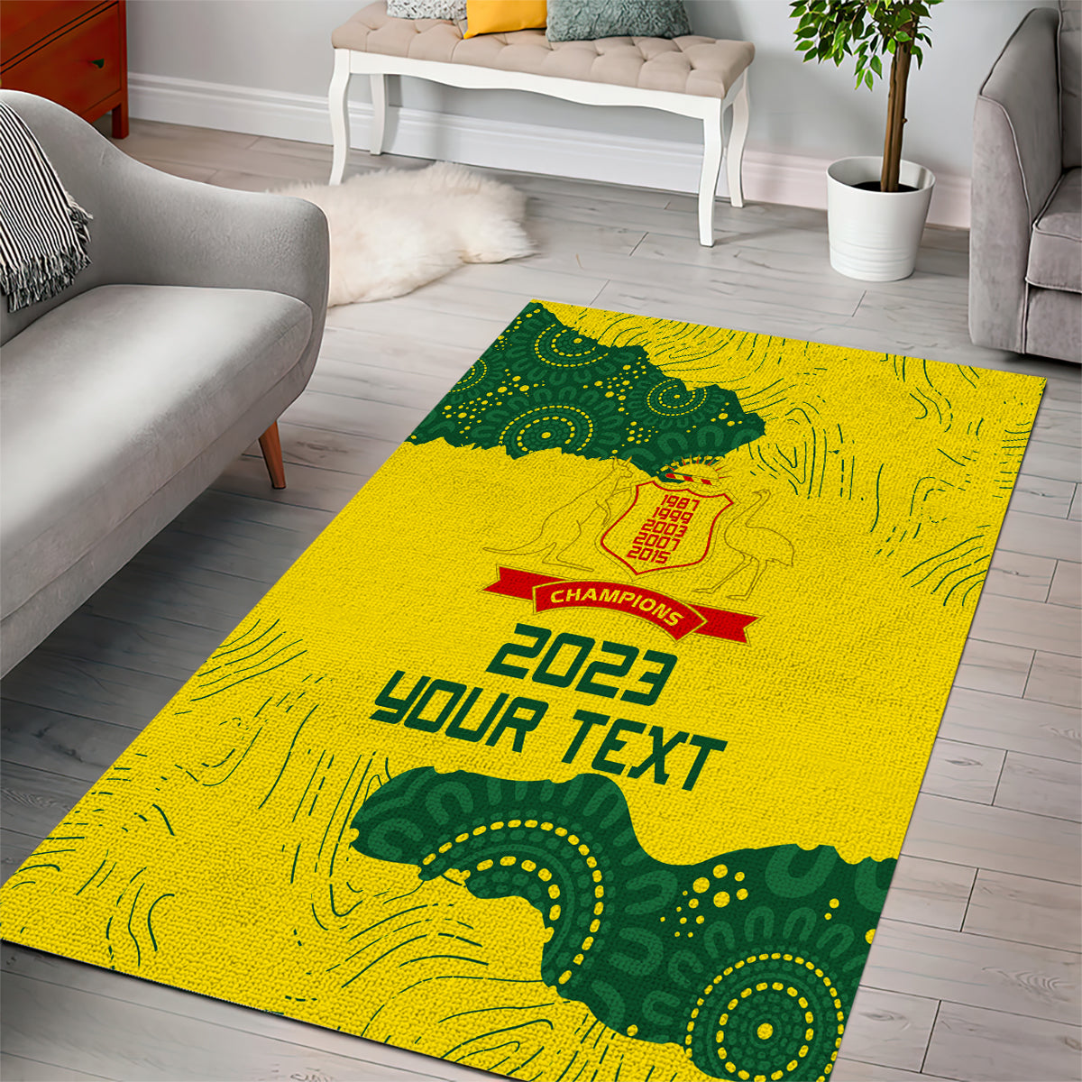 Custom Australia Cricket Area Rug History Commemorative World Cup Winners - Vibe Hoodie Shop