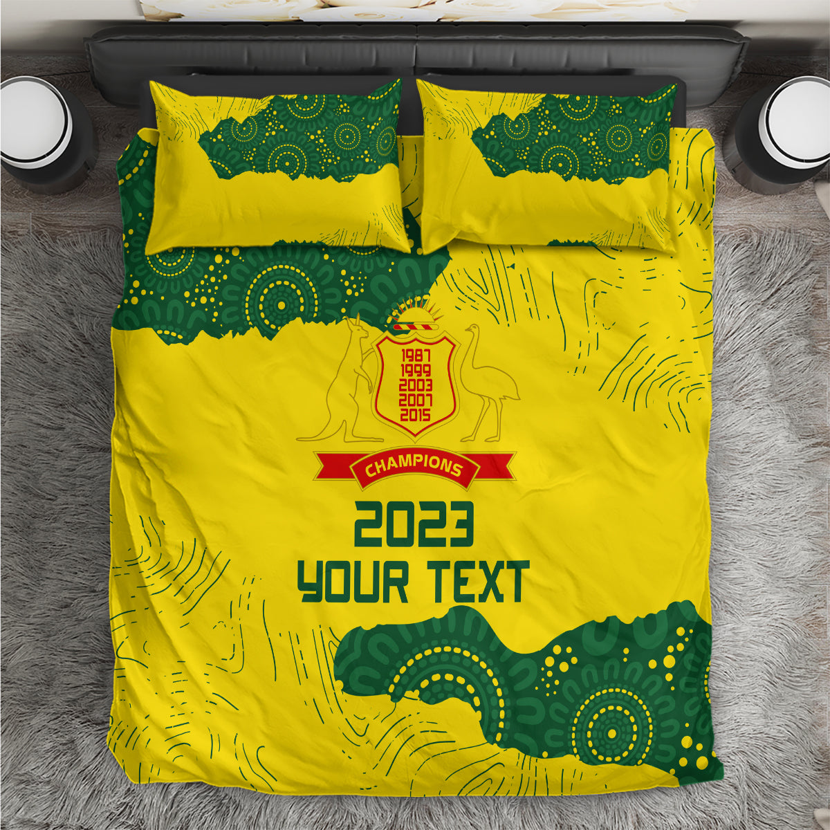 Custom Australia Cricket Bedding Set History Commemorative World Cup Winners - Vibe Hoodie Shop