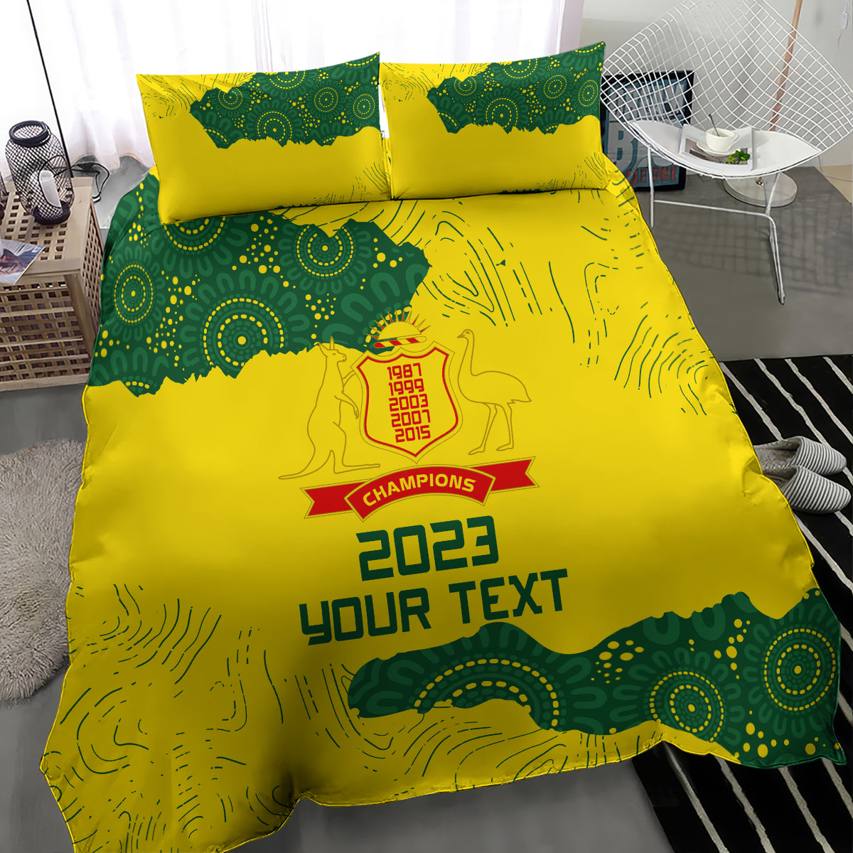 Custom Australia Cricket Bedding Set History Commemorative World Cup Winners - Vibe Hoodie Shop