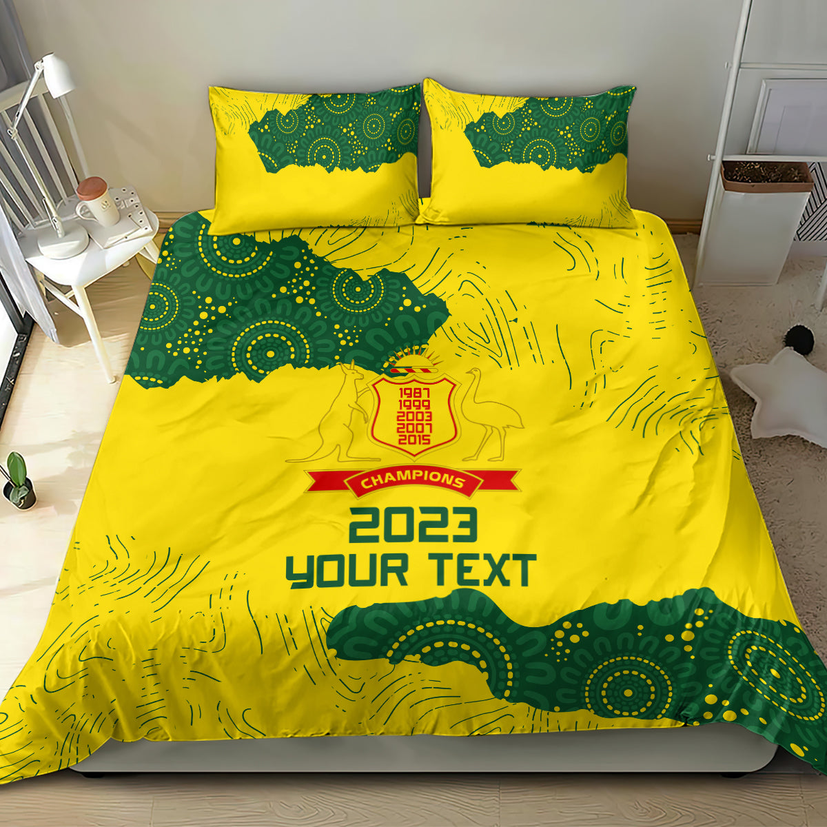 Custom Australia Cricket Bedding Set History Commemorative World Cup Winners - Vibe Hoodie Shop