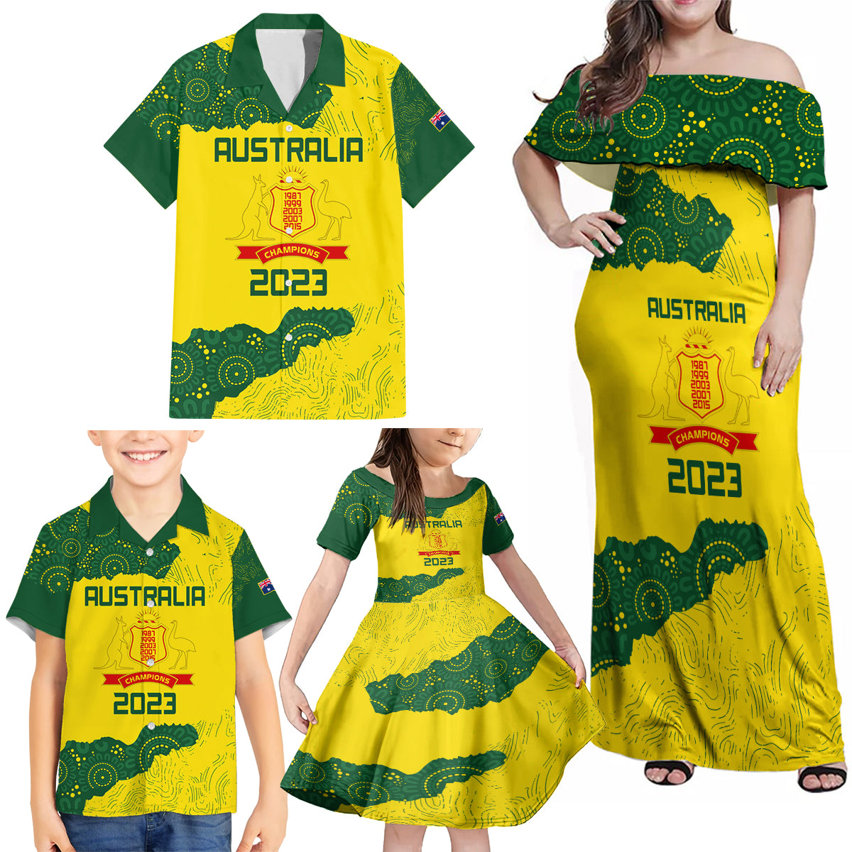 custom-australia-cricket-family-matching-off-shoulder-maxi-dress-and-hawaiian-shirt-history-commemorative-world-cup-winners