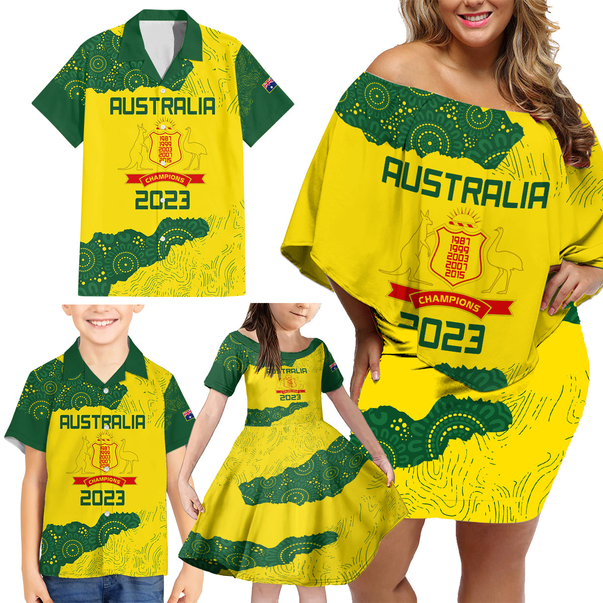 custom-australia-cricket-family-matching-off-shoulder-short-dress-and-hawaiian-shirt-history-commemorative-world-cup-winners