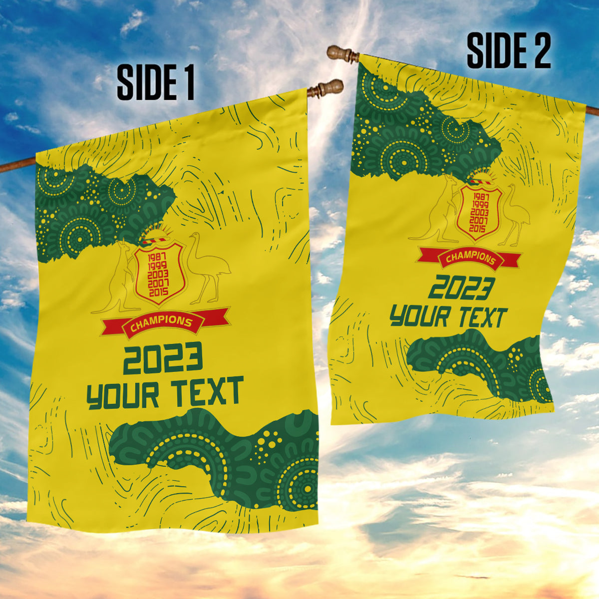 Custom Australia Cricket Garden Flag History Commemorative World Cup Winners - Vibe Hoodie Shop