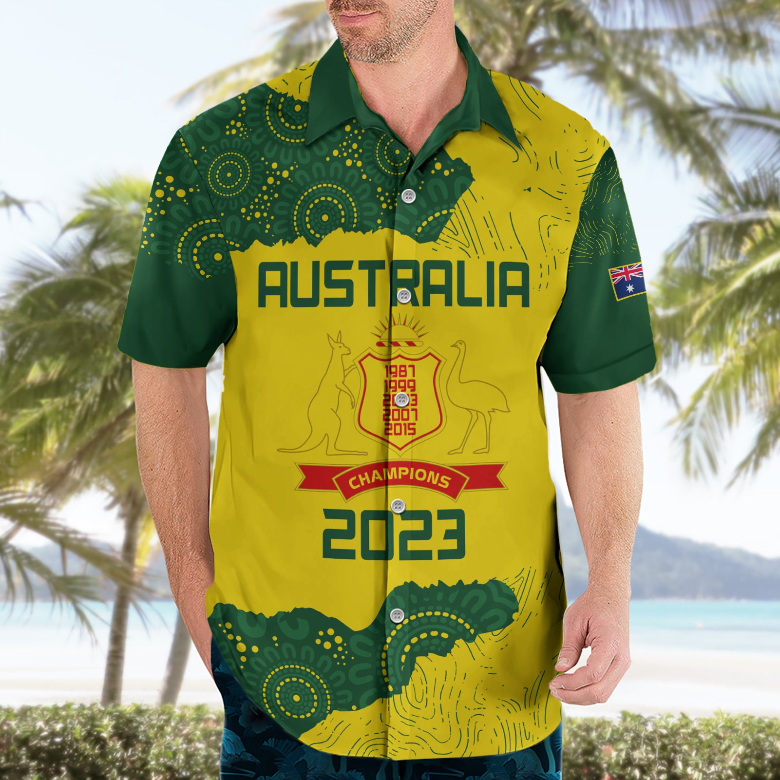 Custom Australia Cricket Hawaiian Shirt History Commemorative World Cup Winners - Vibe Hoodie Shop