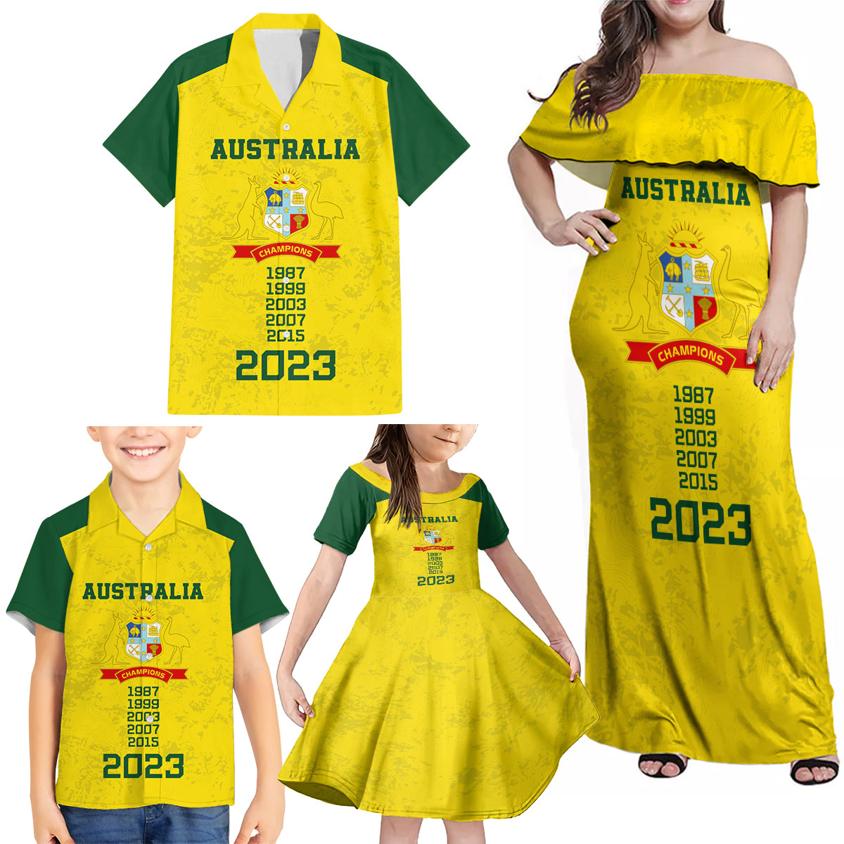 australia-cricket-family-matching-off-shoulder-maxi-dress-and-hawaiian-shirt-history-champions-world-cup-unique