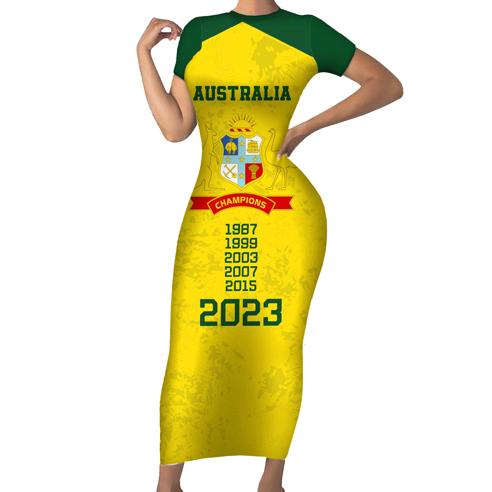 australia-cricket-short-sleeve-bodycon-dress-history-champions-world-cup-unique