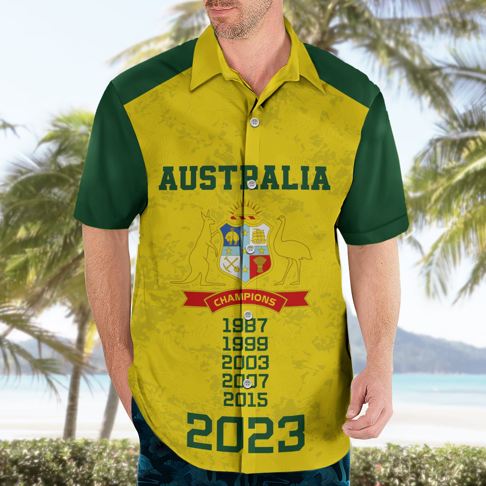Custom Australia Cricket Hawaiian Shirt History Champions World Cup Unique - Vibe Hoodie Shop