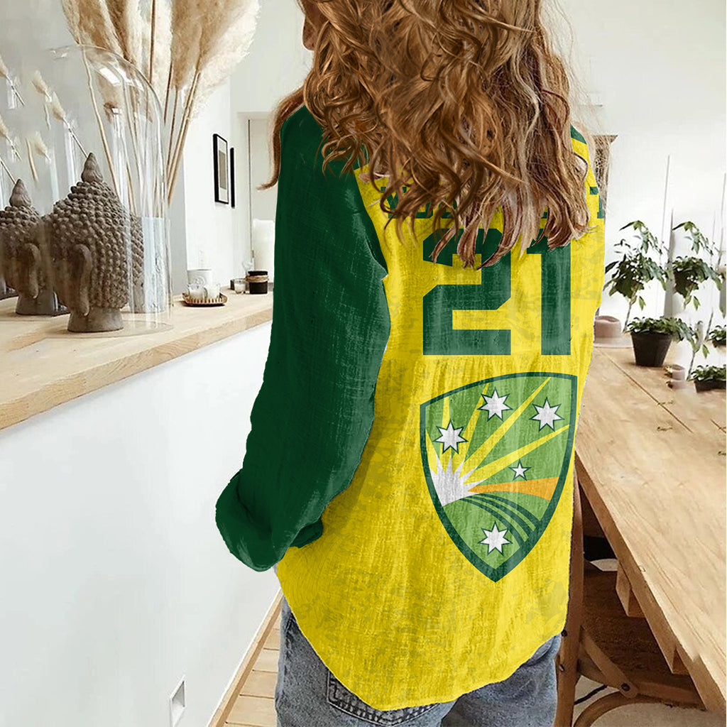 Custom Australia Cricket Women Casual Shirt History Champions World Cup Unique - Vibe Hoodie Shop