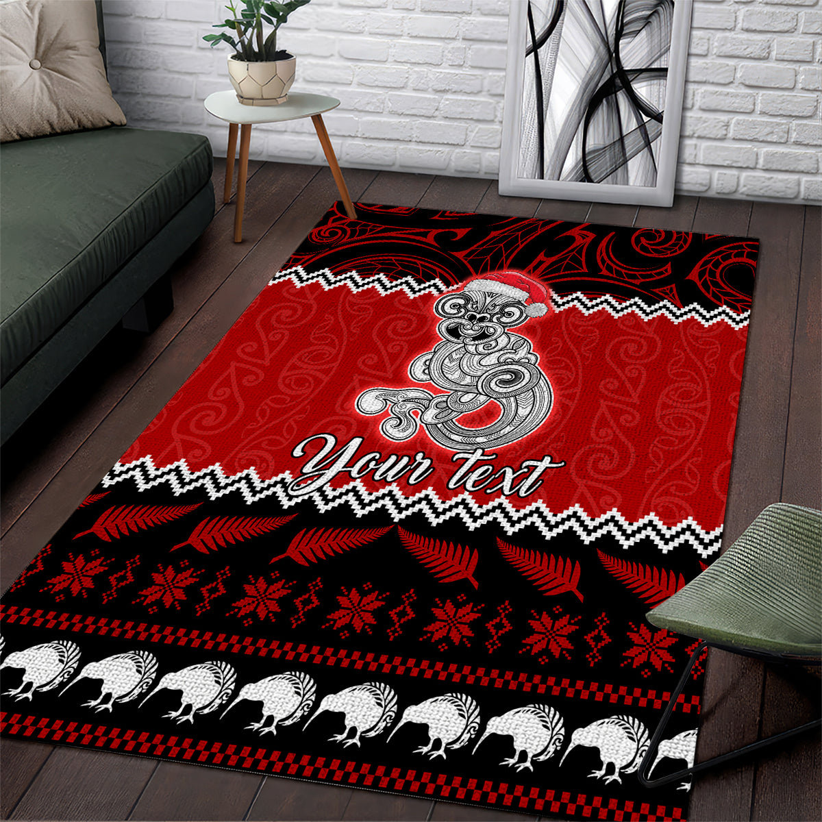 Personalised New Zealand Christmas Area Rug Maori Tiki Meri Kirihimete - Vibe Hoodie Shop