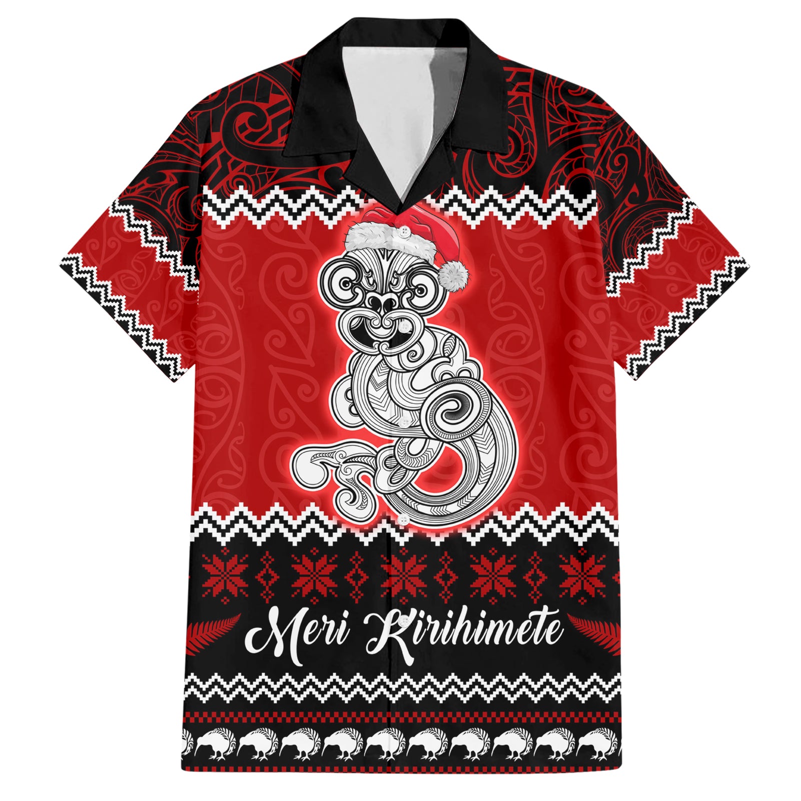 Personalised New Zealand Christmas Hawaiian Shirt Maori Tiki Meri Kirihimete - Vibe Hoodie Shop