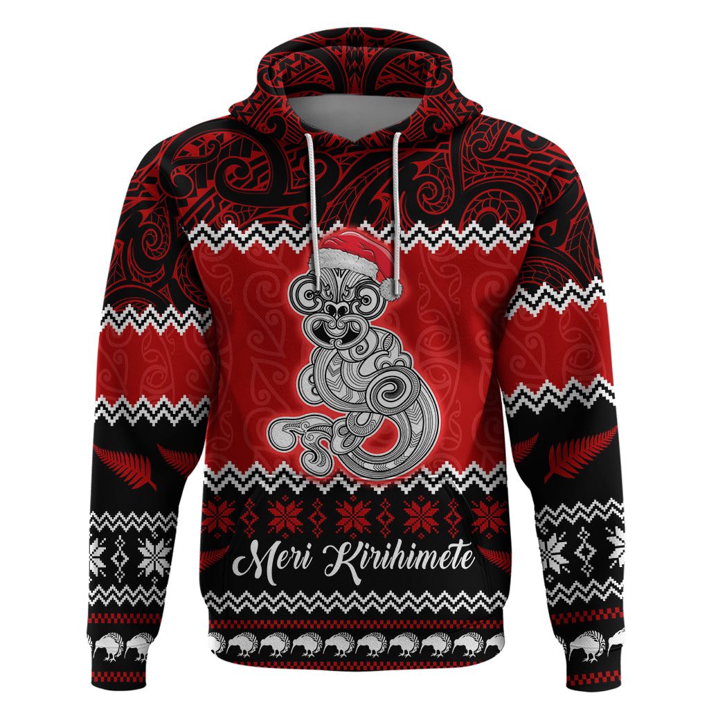 Personalised New Zealand Christmas Hoodie Maori Tiki Meri Kirihimete LT9 - Vibe Hoodie Shop