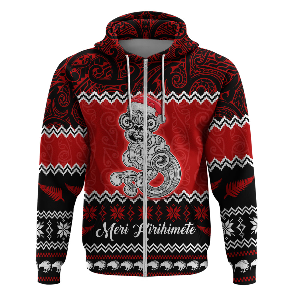 Personalised New Zealand Christmas Hoodie Maori Tiki Meri Kirihimete LT9 - Vibe Hoodie Shop