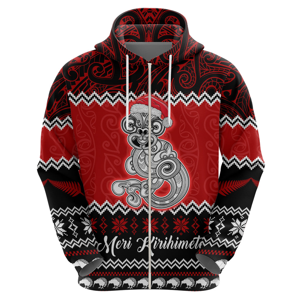 Personalised New Zealand Christmas Hoodie Maori Tiki Meri Kirihimete LT9 - Vibe Hoodie Shop