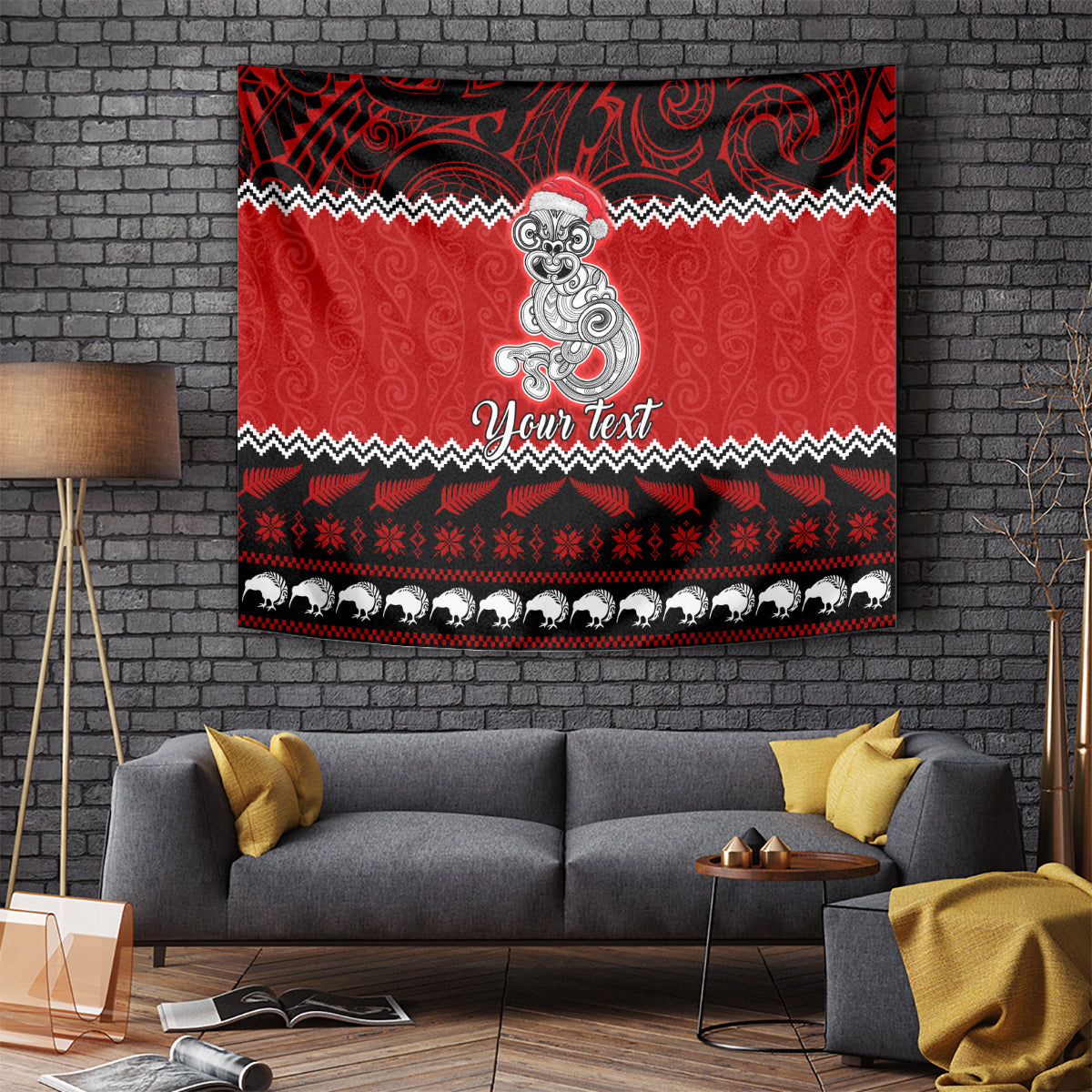 Personalised New Zealand Christmas Tapestry Maori Tiki Meri Kirihimete - Vibe Hoodie Shop