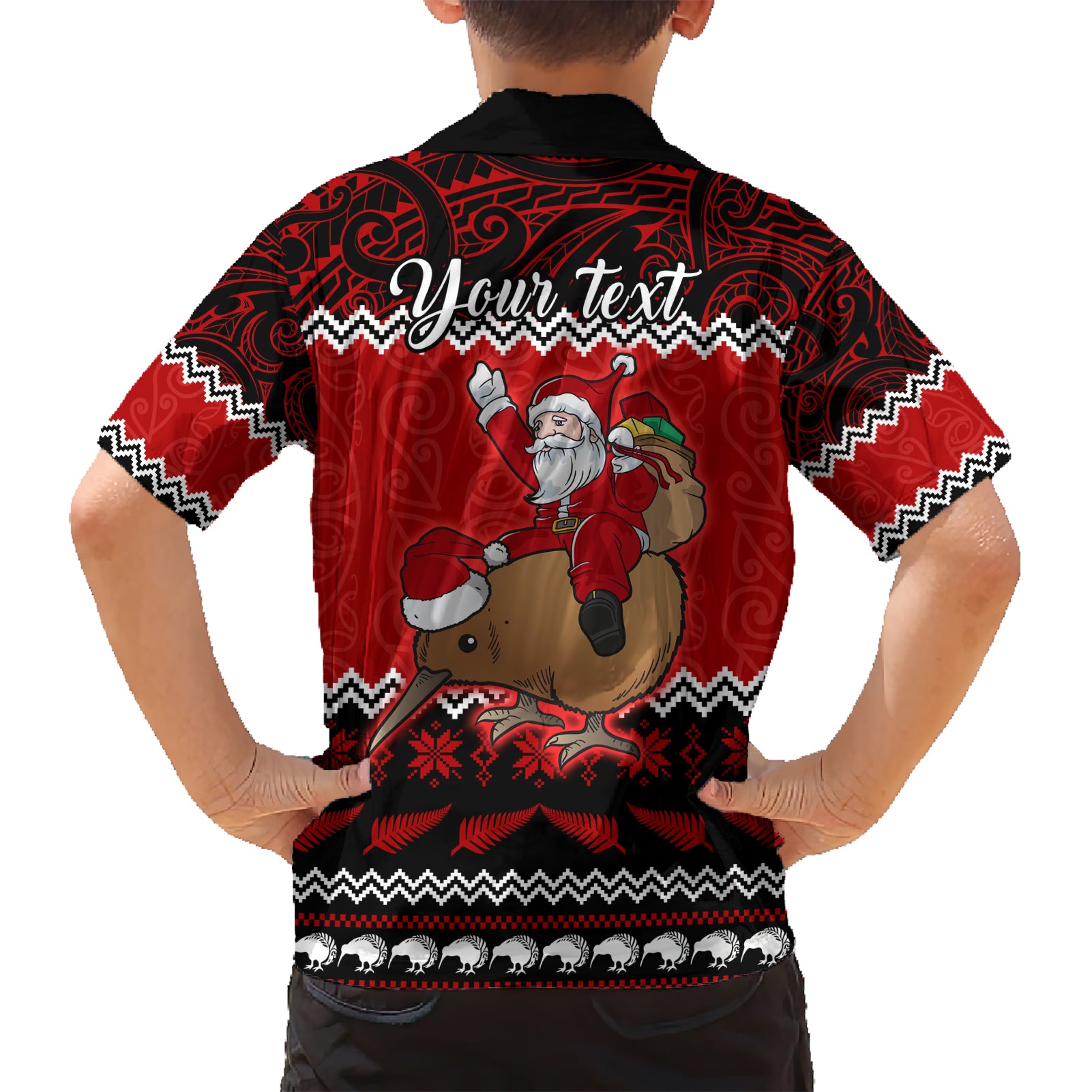 Personalised New Zealand Christmas Hawaiian Shirt Kiwi Santa Claus Maori Meri Kirihimete - Vibe Hoodie Shop