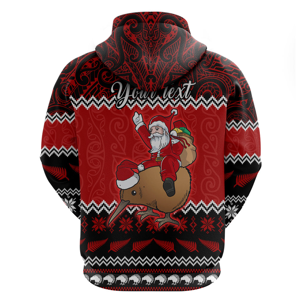 Personalised New Zealand Christmas Hoodie Kiwi Santa Claus Maori Meri Kirihimete LT9 - Vibe Hoodie Shop
