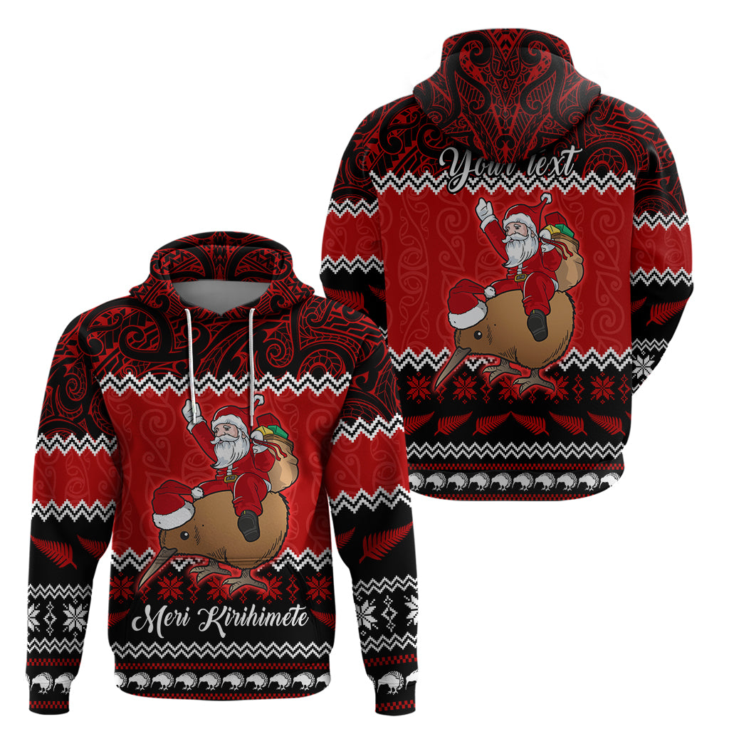 Personalised New Zealand Christmas Hoodie Kiwi Santa Claus Maori Meri Kirihimete LT9 - Vibe Hoodie Shop