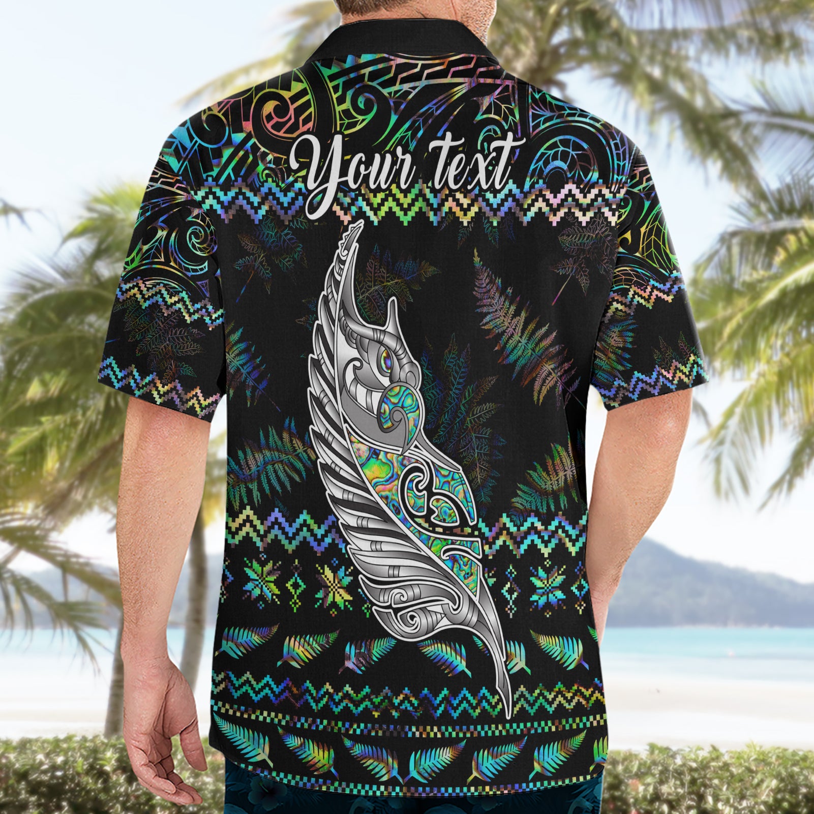 Personalised New Zealand Christmas Hawaiian Shirt Maori Fern Manaia Meri Kirihimete with Papaua Shell - Vibe Hoodie Shop