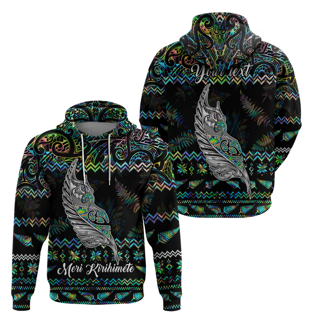 Personalised New Zealand Christmas Hoodie Maori Fern Manaia Meri Kirihimete with Papaua Shell LT9 - Vibe Hoodie Shop