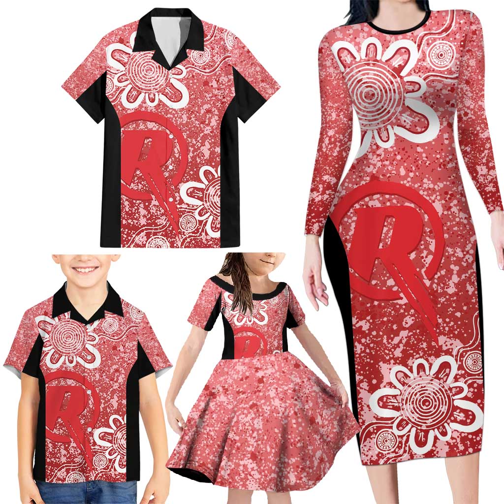 Australian Renegades Cricket Custom Family Matching Long Sleeve Bodycon Dress and Hawaiian Shirt Minimalism Aboriginal