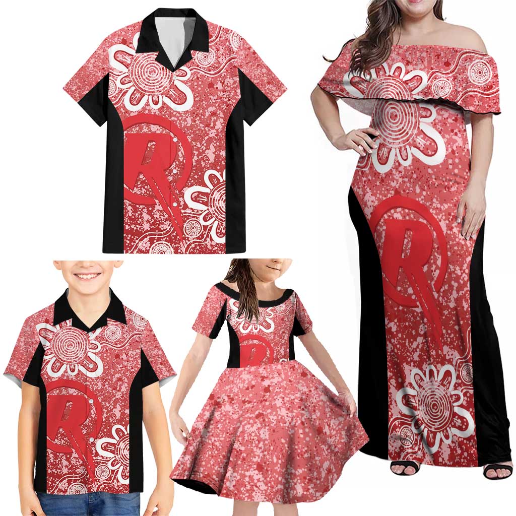 Australian Renegades Cricket Custom Family Matching Off Shoulder Maxi Dress and Hawaiian Shirt Minimalism Aboriginal