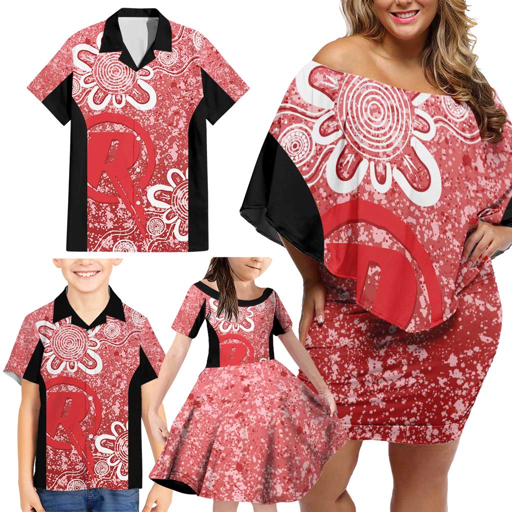 Australian Renegades Cricket Custom Family Matching Off Shoulder Short Dress and Hawaiian Shirt Minimalism Aboriginal