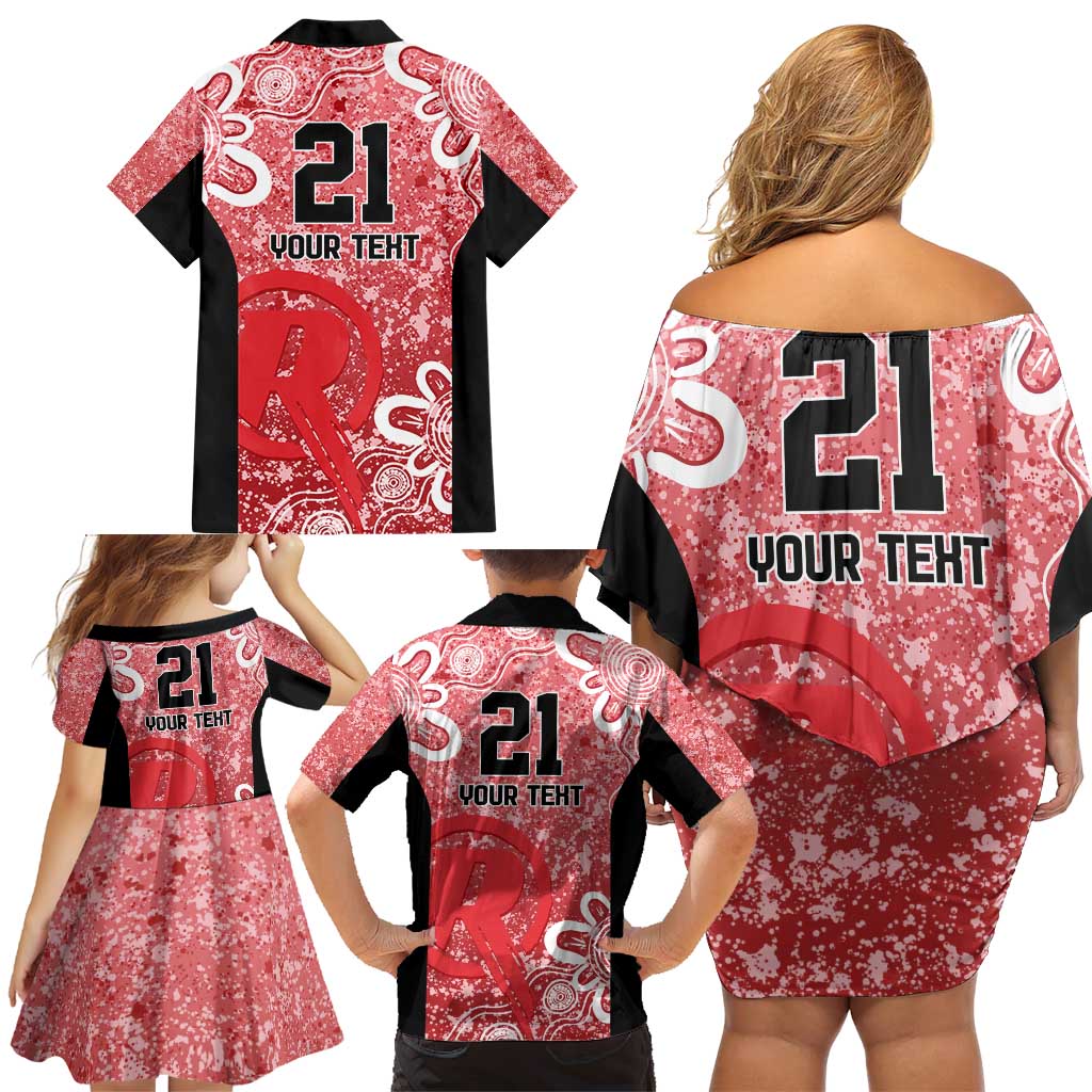 Australian Renegades Cricket Custom Family Matching Off Shoulder Short Dress and Hawaiian Shirt Minimalism Aboriginal