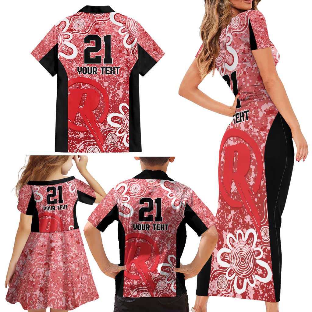 Australian Renegades Cricket Custom Family Matching Short Sleeve Bodycon Dress and Hawaiian Shirt Minimalism Aboriginal