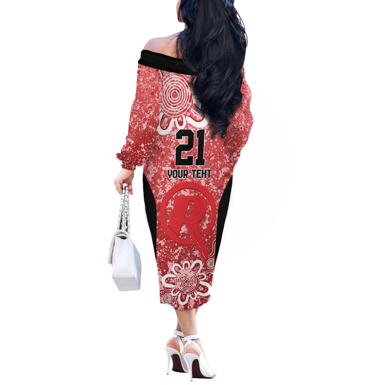 Australian Renegades Cricket Custom Off The Shoulder Long Sleeve Dress Minimalism Aboriginal