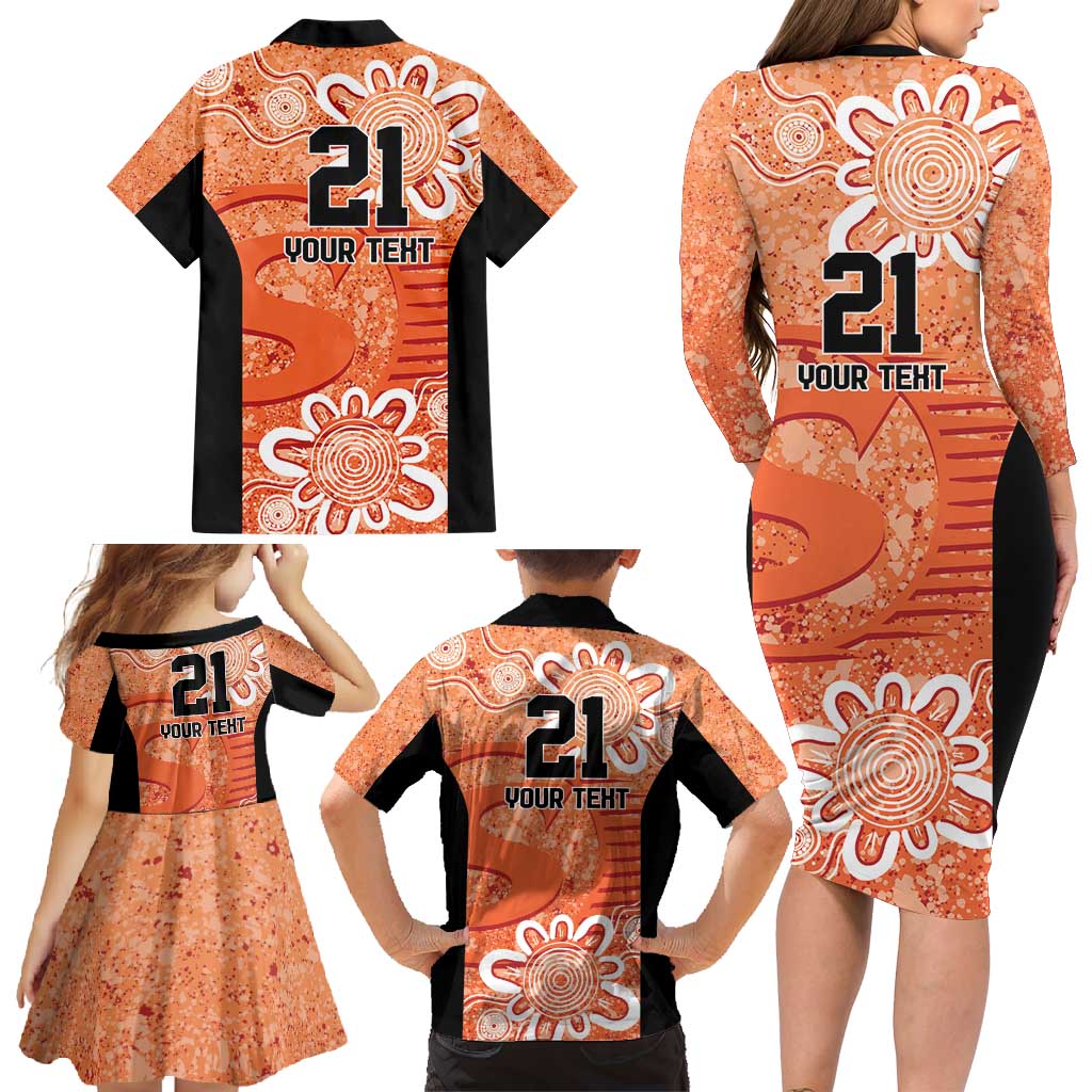 Australian Scorchers Cricket Custom Family Matching Long Sleeve Bodycon Dress and Hawaiian Shirt Minimalism Aboriginal