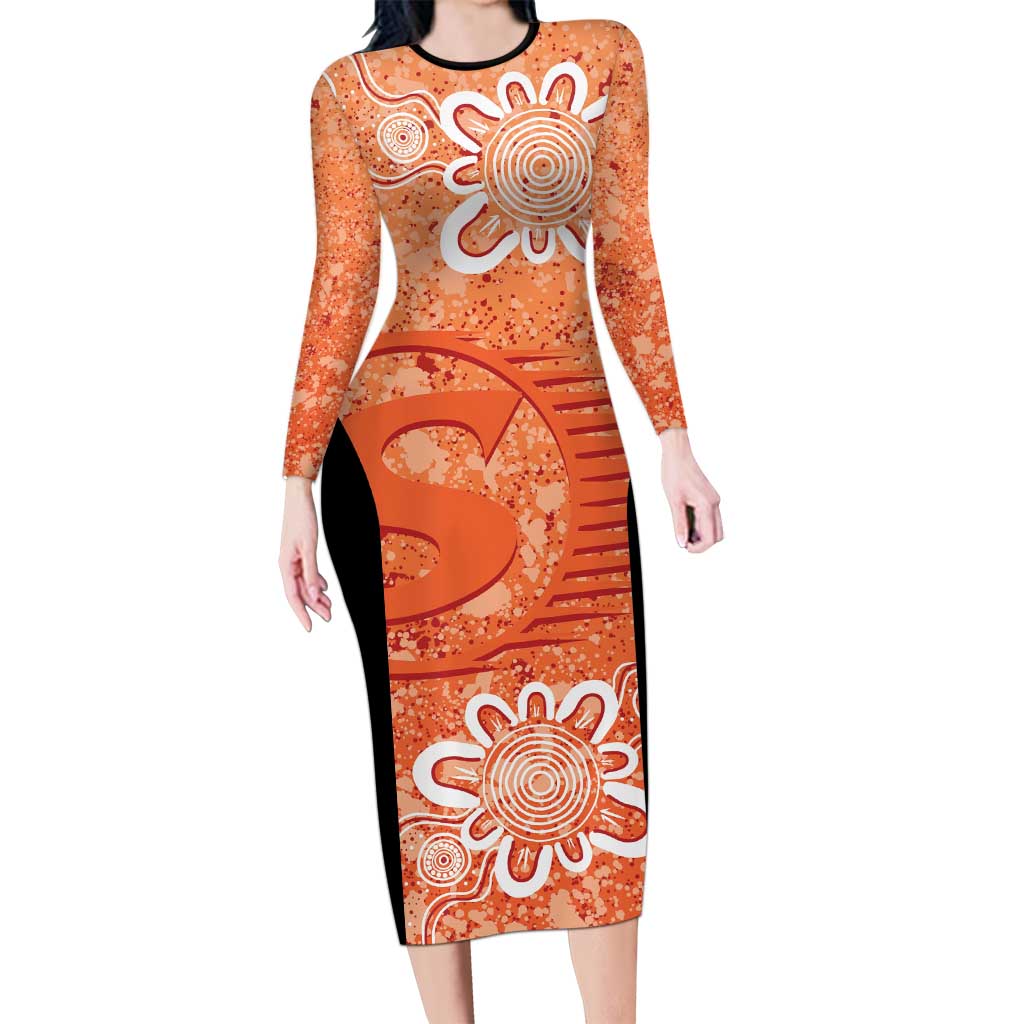 Australian Scorchers Cricket Custom Family Matching Long Sleeve Bodycon Dress and Hawaiian Shirt Minimalism Aboriginal