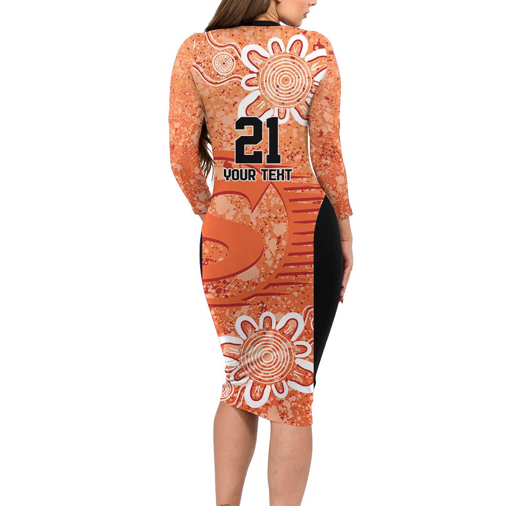 Australian Scorchers Cricket Custom Family Matching Long Sleeve Bodycon Dress and Hawaiian Shirt Minimalism Aboriginal
