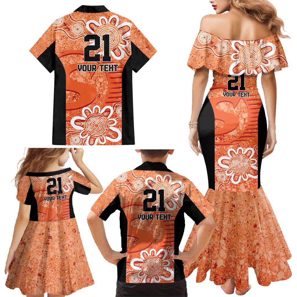 Australian Scorchers Cricket Custom Family Matching Mermaid Dress and Hawaiian Shirt Minimalism Aboriginal