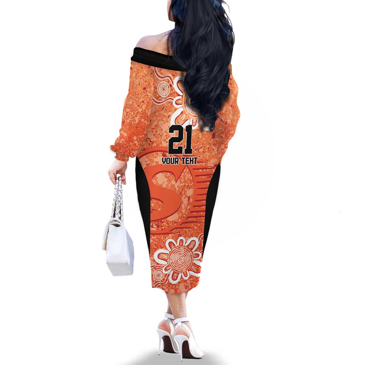 Australian Scorchers Cricket Custom Family Matching Off The Shoulder Long Sleeve Dress and Hawaiian Shirt Minimalism Aboriginal