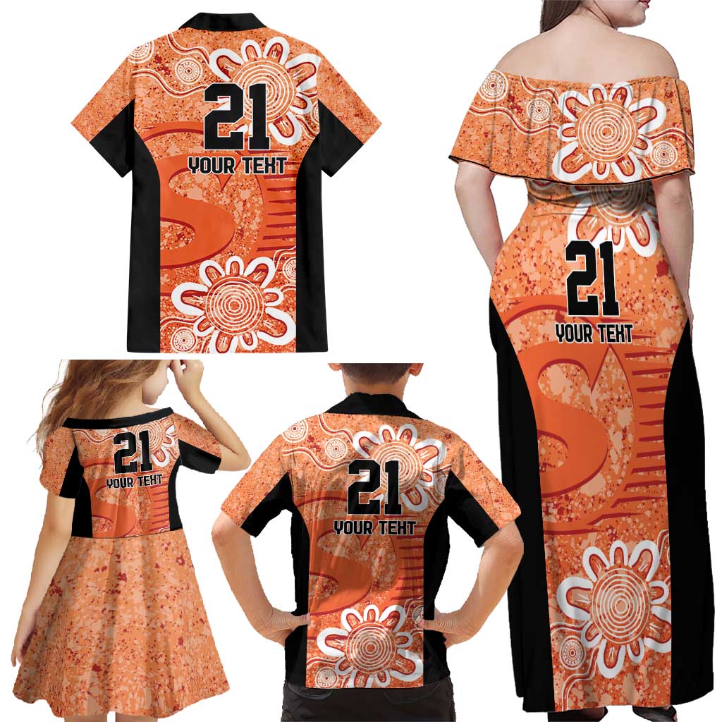 Australian Scorchers Cricket Custom Family Matching Off Shoulder Maxi Dress and Hawaiian Shirt Minimalism Aboriginal