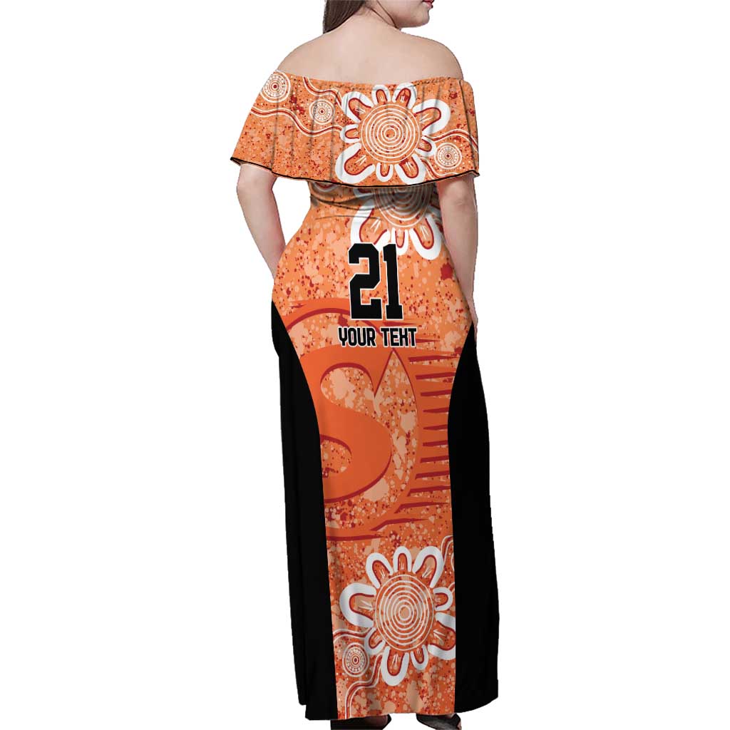 Australian Scorchers Cricket Custom Family Matching Off Shoulder Maxi Dress and Hawaiian Shirt Minimalism Aboriginal