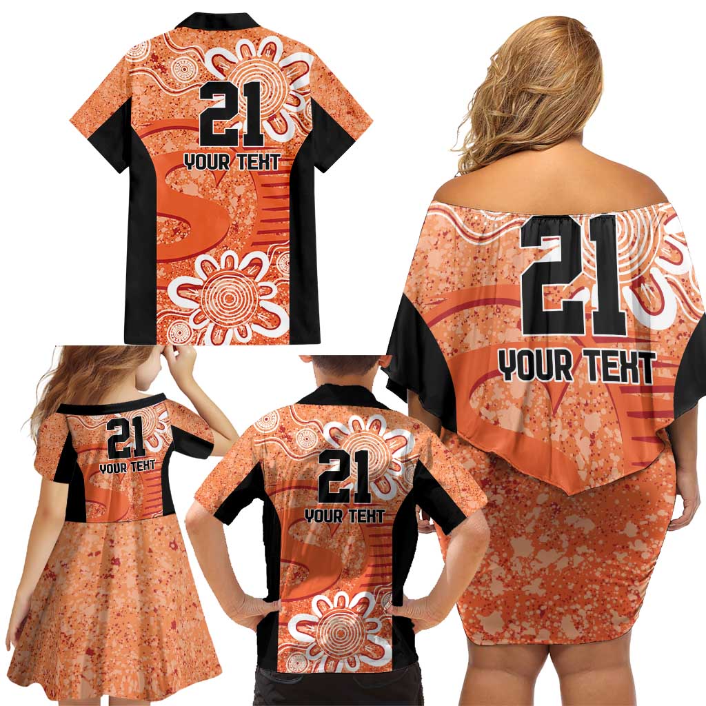 Australian Scorchers Cricket Custom Family Matching Off Shoulder Short Dress and Hawaiian Shirt Minimalism Aboriginal